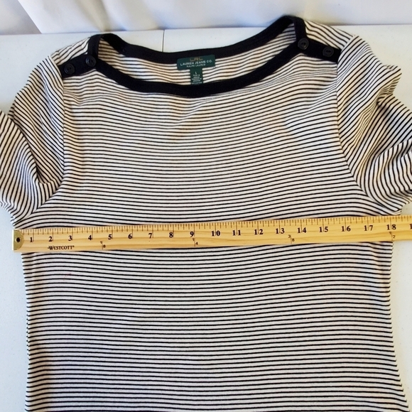 LRL Lauren Ralph Lauren Striped Tiered Dress Size L Stretch Cotton Preppy - Picture 5 of 10